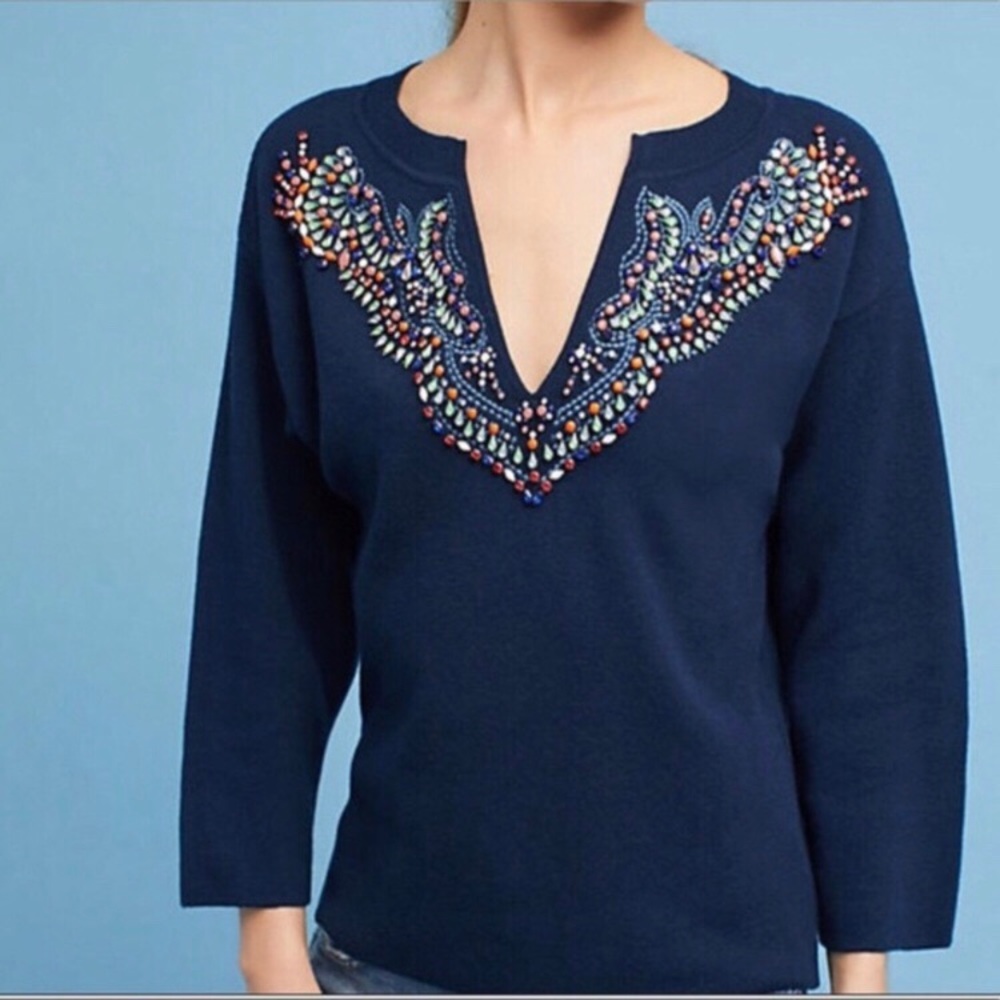✨NWT Moth for Anthropologie Jeweled Sweater - Picture 6 of 6